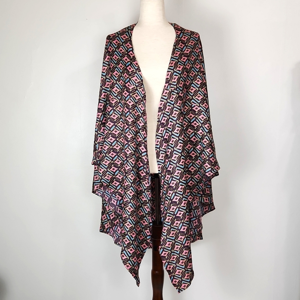 Zara Silky Shawl Cape Poncho Cover Up Vacation Beach - Picture 8 of 14